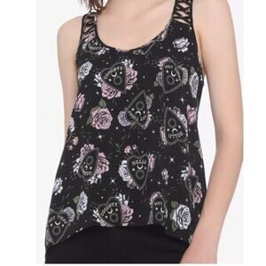 Hot Topic Floral Planchette Strappy Back Small Woven Tank Top